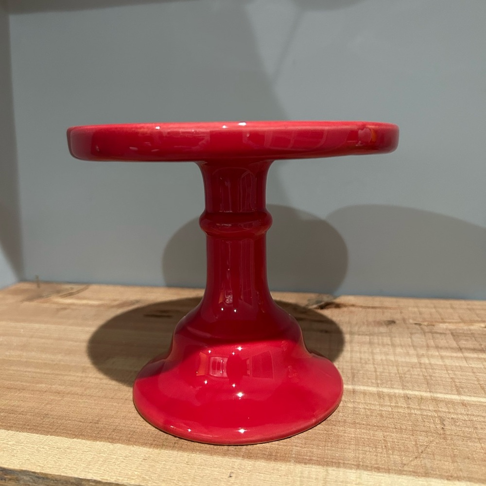 NWT Red Ceramic Dessert Stand
